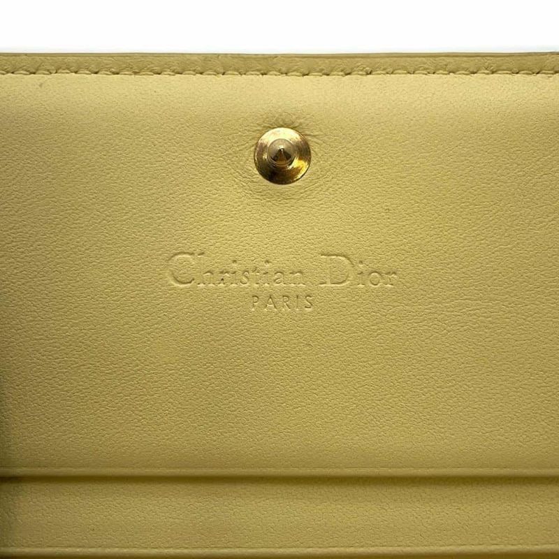 クリスチャン・ディオール 二つ折り財布 Lady Dior Gardenia ミニ カナージュ レザー Christian Dior 財布