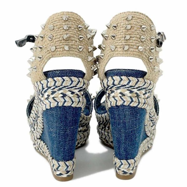 クリスチャン・ルブタン サンダル スタッズ ウエッジソール デニム レディースサイズ37 Christian Louboutin 靴