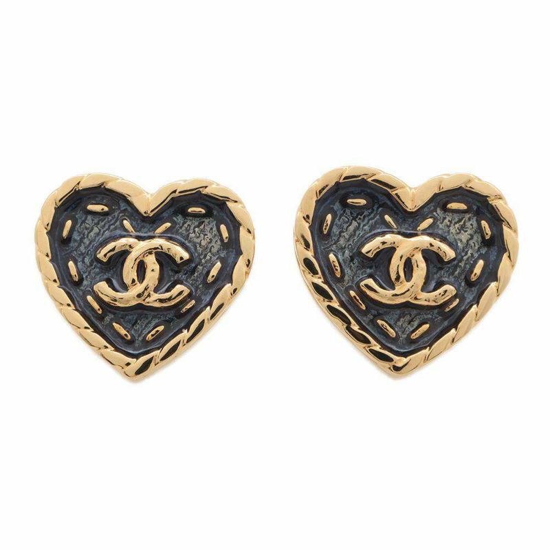 シャネル ピアス ハートモチーフ デニム ココマーク I24 P ABC742 CHANEL アクセサリー