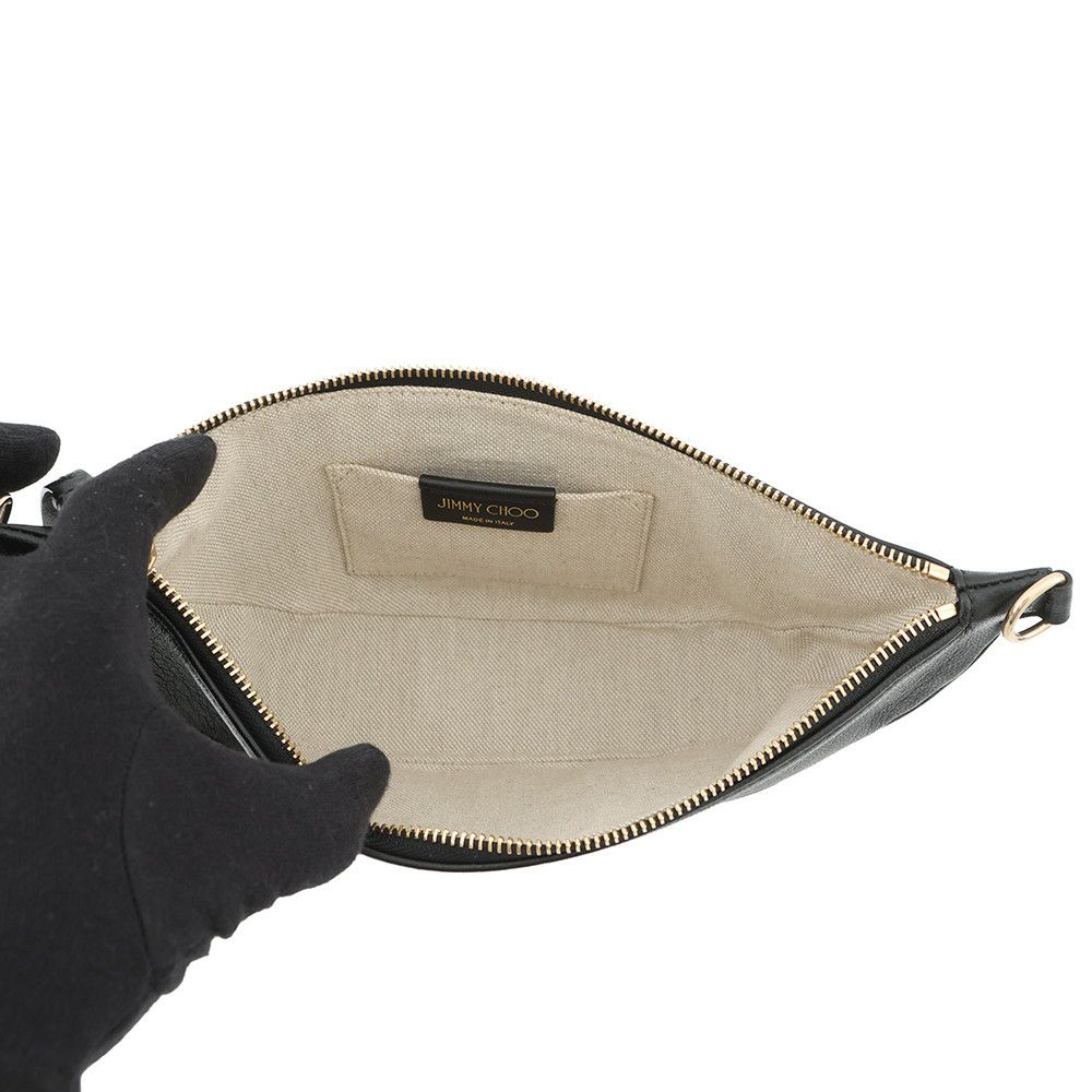 ジミーチュウ ショルダーバッグ ロゴ レザー JIMMY CHOO 黒