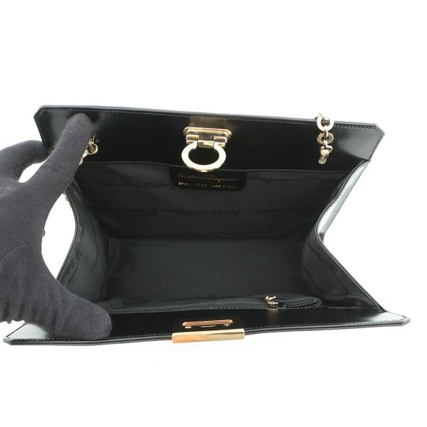 サルヴァトーレ・フェラガモ チェーンショルダーバッグ ガンチーニ クラシック レザー 218753 Ferragamo 黒