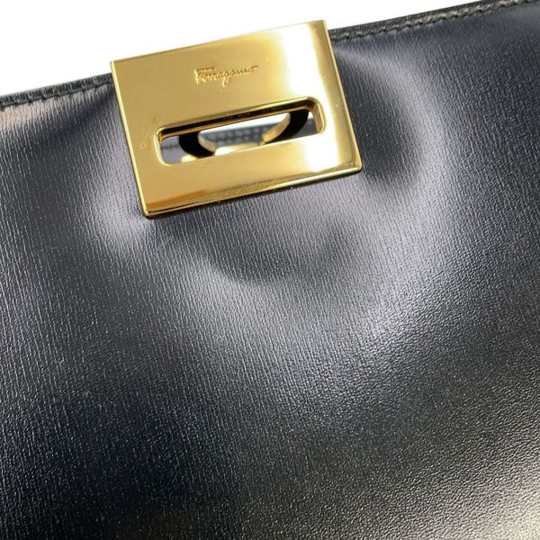 サルヴァトーレ・フェラガモ チェーンショルダーバッグ ガンチーニ クラシック レザー 218753 Ferragamo 黒