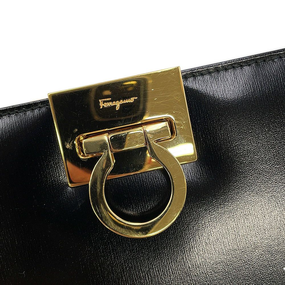 サルヴァトーレ・フェラガモ チェーンショルダーバッグ ガンチーニ クラシック レザー 218753 Ferragamo 黒