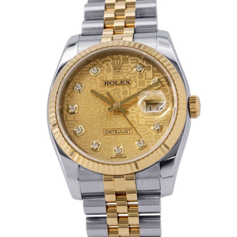 ロレックス デイトジャスト Z番 SS/K18YG 116233G ROLEX 腕時計 シャンパンコンピューター文字盤 10Pダイヤ