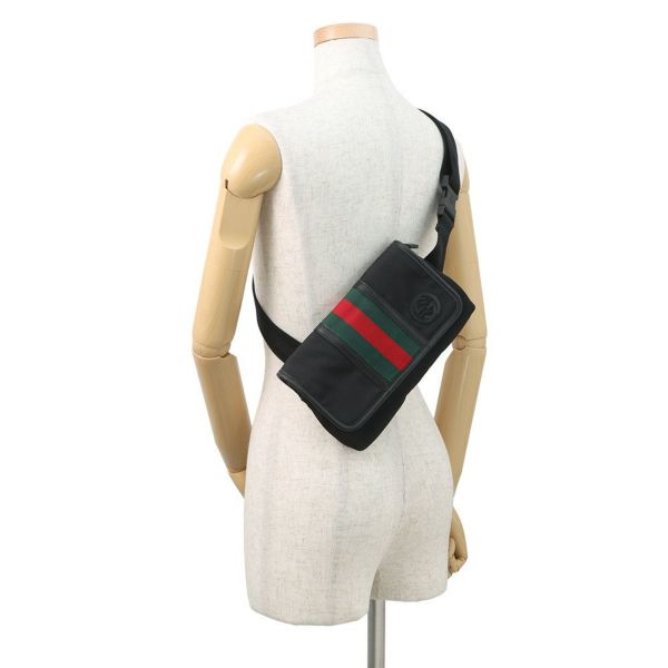 グッチ ボディバッグ シェリーライン キャンバス 181064 GUCCI バッグ  ウエストバッグ ウエストポーチ 黒