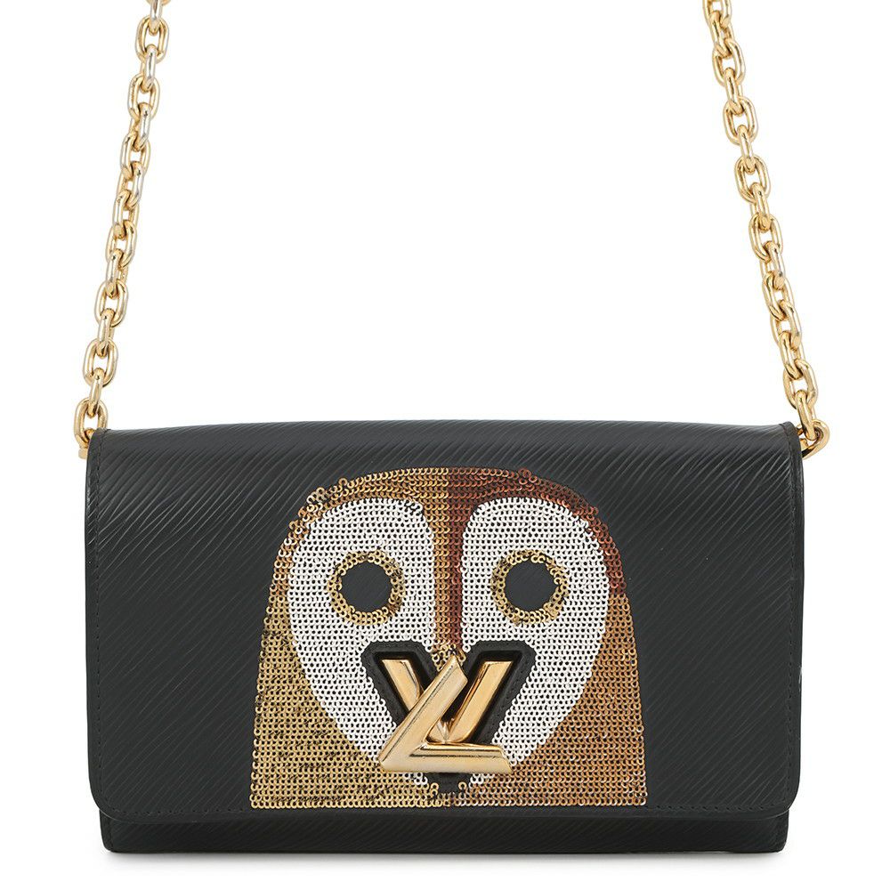 ルイヴィトン チェーンウォレット エピ スパンコール ポルトフォイユ・ツイスト チェーン フクロウ M62334 黒 ブラック 財布