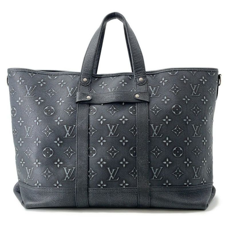 ルイヴィトン トートバッグ モノグラム・パターン/カウハイドレザー トロリー・トート M21371 ヴィトン ブラック 黒