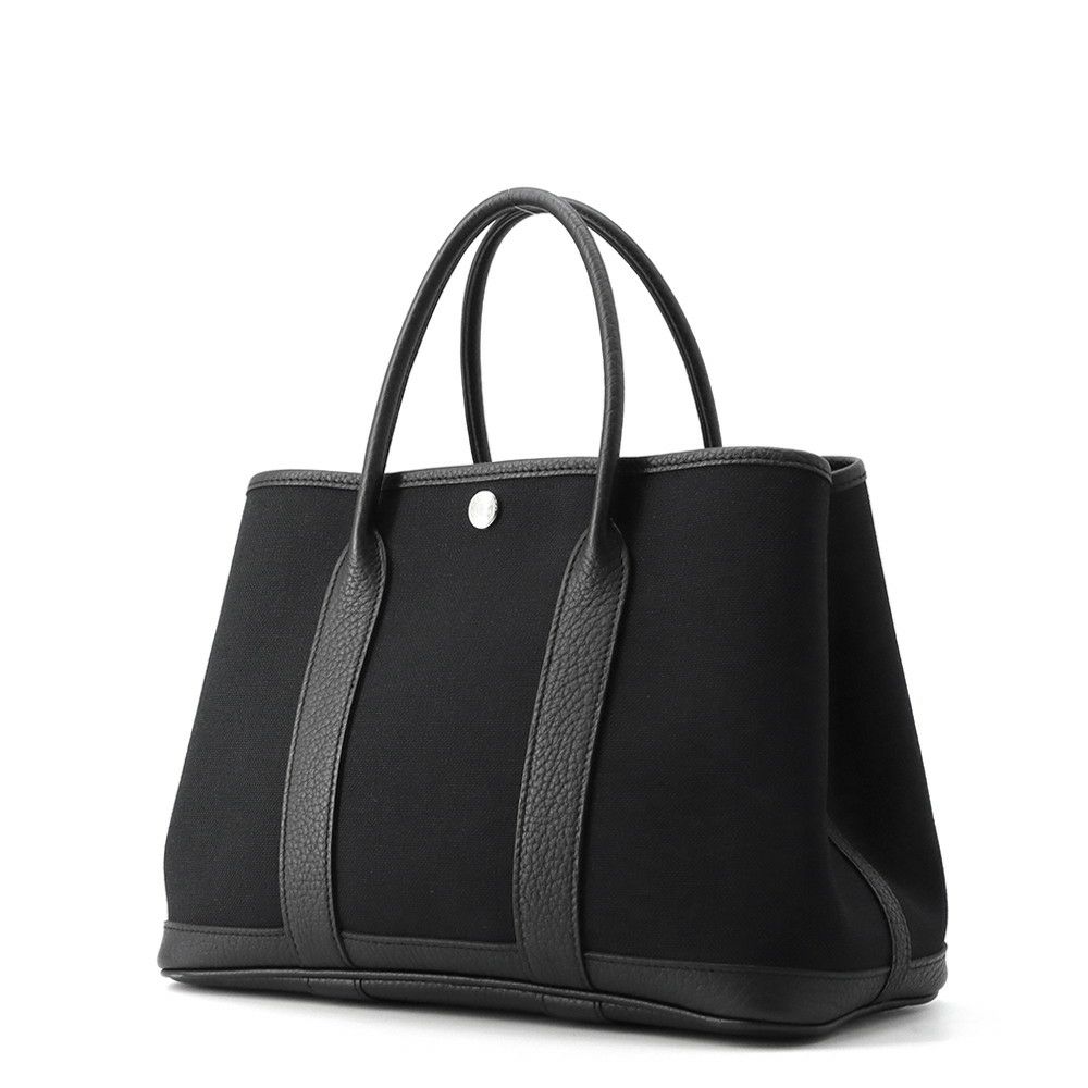 エルメス トートバッグ ガーデンパーティTPM ブラック/シルバー金具 トワルアッシュ/ネゴンダ X刻印 黒