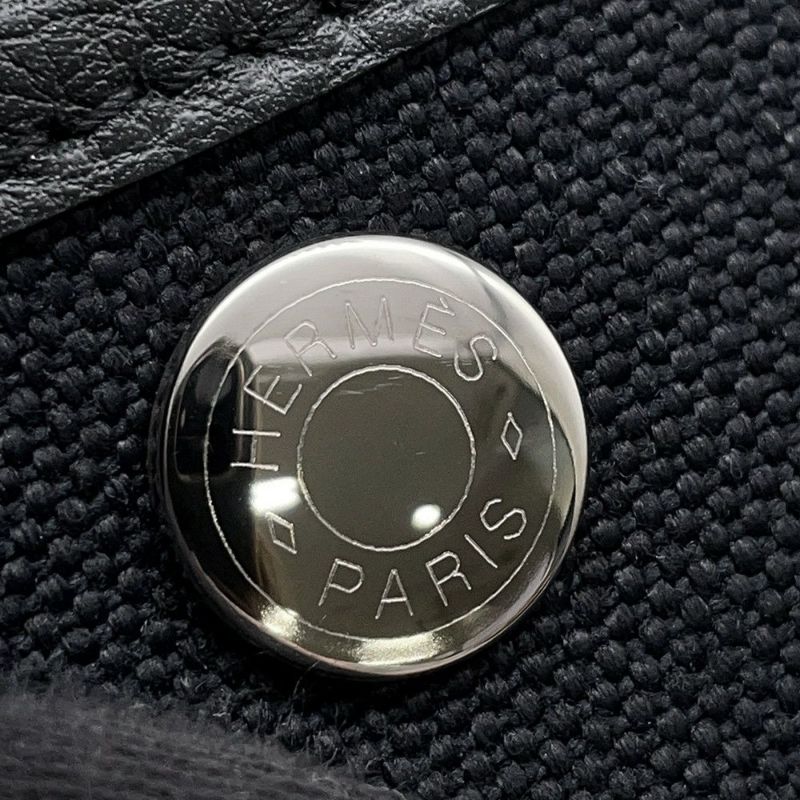 エルメス トートバッグ ガーデンパーティTPM ブラック/シルバー金具 トワルアッシュ/ネゴンダ X刻印 黒
