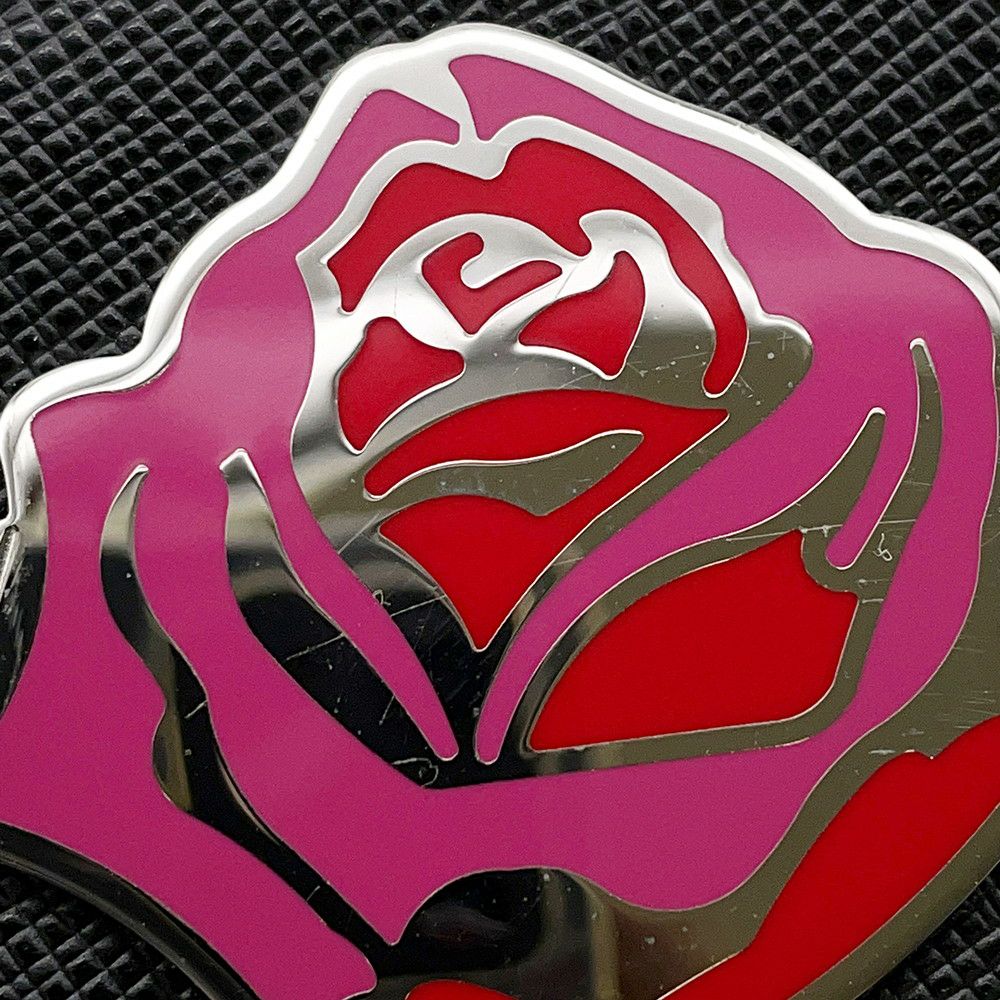 プラダ 長財布 ラウンドファスナー メタル ハート ローズ サフィアーノ レザー 1ML506 PRADA 財布 黒