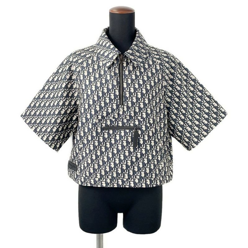 クリスチャン・ディオール 半袖シャツ オブリーク テクニカル タフタ ジャカード ショートスリーブ アノラック レディースサイズ36 トップス