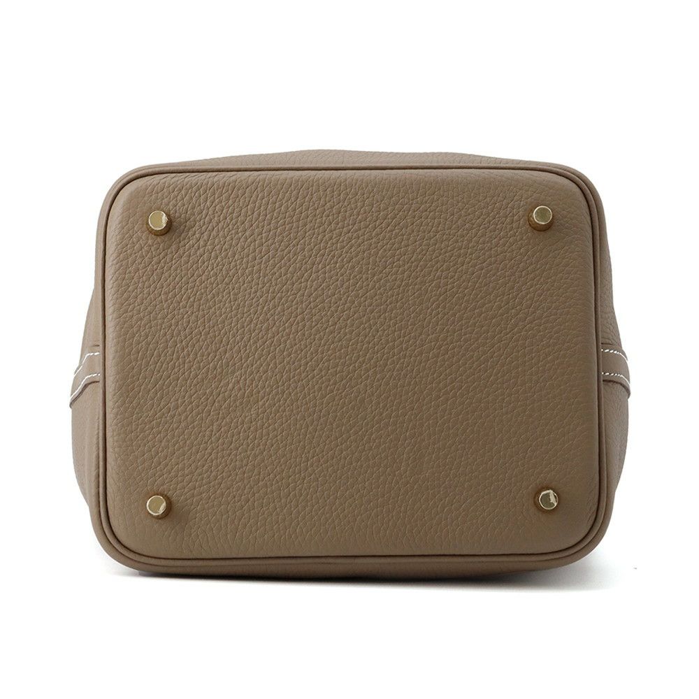 エルメス ハンドバッグ ピコタンロックMM エトゥープ/ゴールド金具 トリヨンクレマンス W刻印