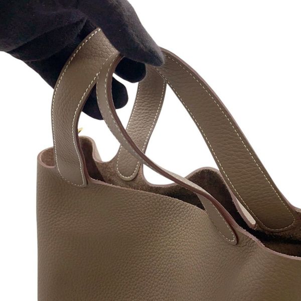 エルメス ハンドバッグ ピコタンロックMM エトゥープ/ゴールド金具 トリヨンクレマンス W刻印