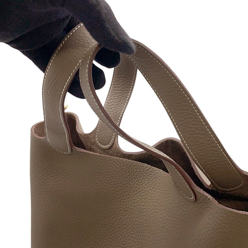 エルメス ハンドバッグ ピコタンロックMM エトゥープ/ゴールド金具 トリヨンクレマンス W刻印