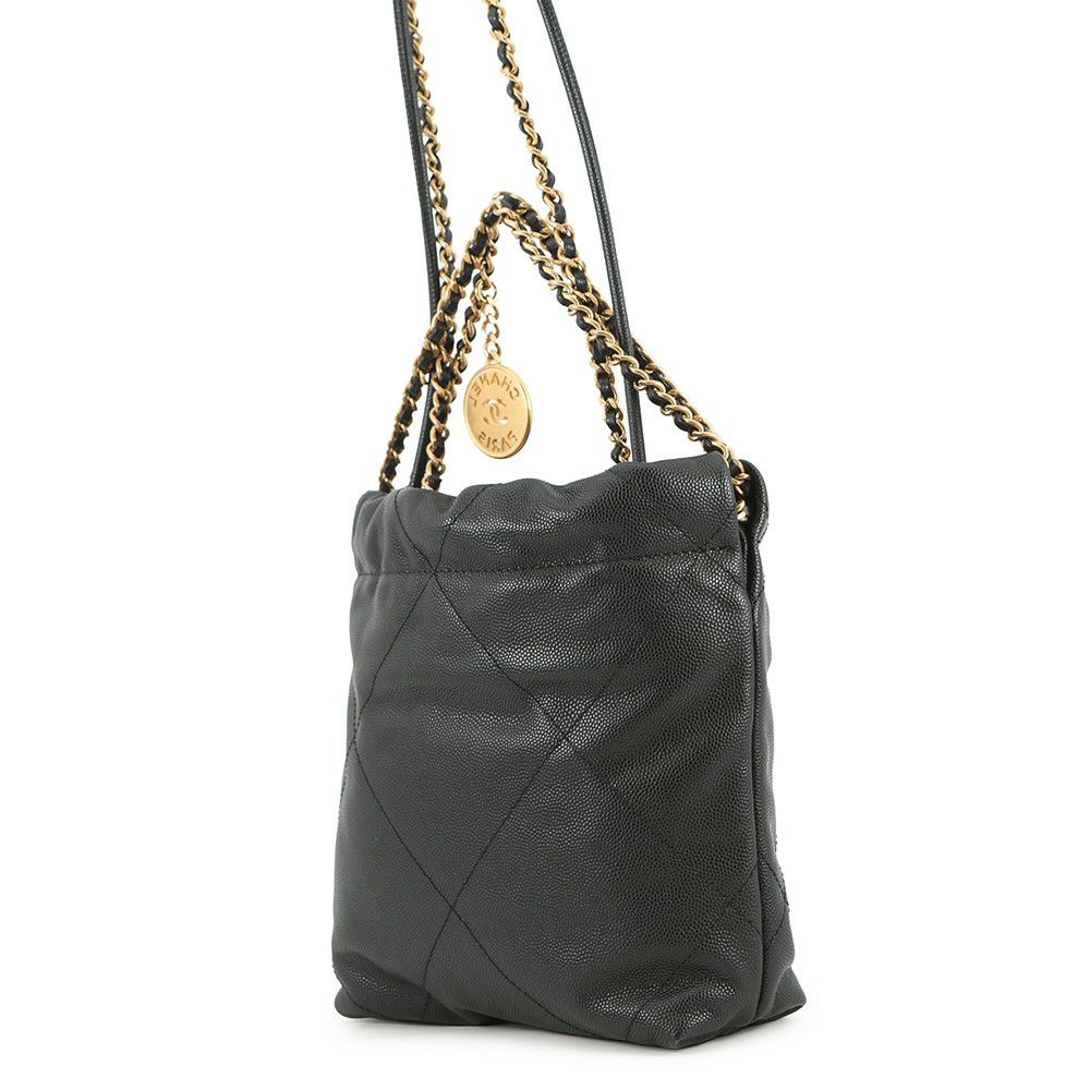 シャネル ハンドバッグ CHANEL 22 ミニ ココマーク キャビアスキン AS3980 CHANEL wayショルダー 黒