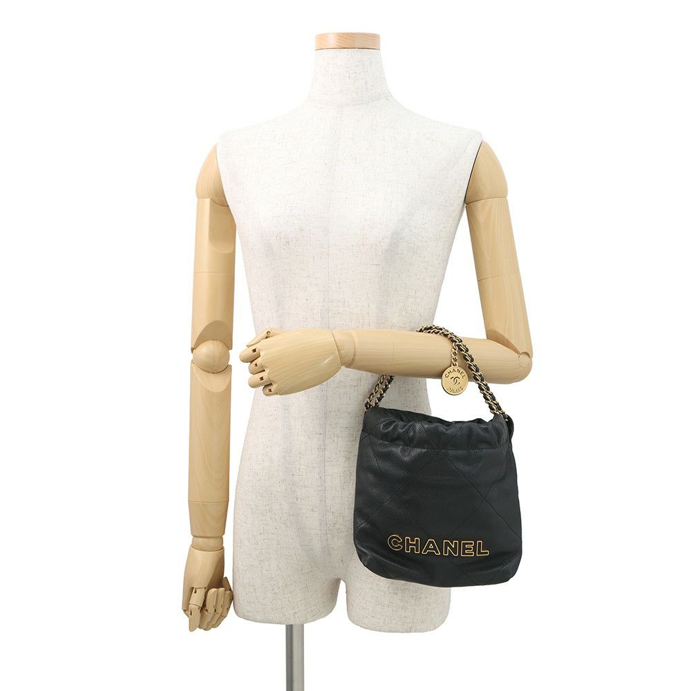 シャネル ハンドバッグ CHANEL 22 ミニ ココマーク キャビアスキン AS3980 CHANEL wayショルダー 黒