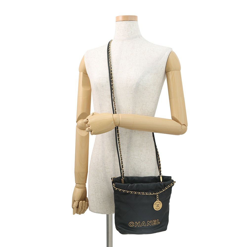 シャネル ハンドバッグ CHANEL 22 ミニ ココマーク キャビアスキン AS3980 CHANEL wayショルダー 黒