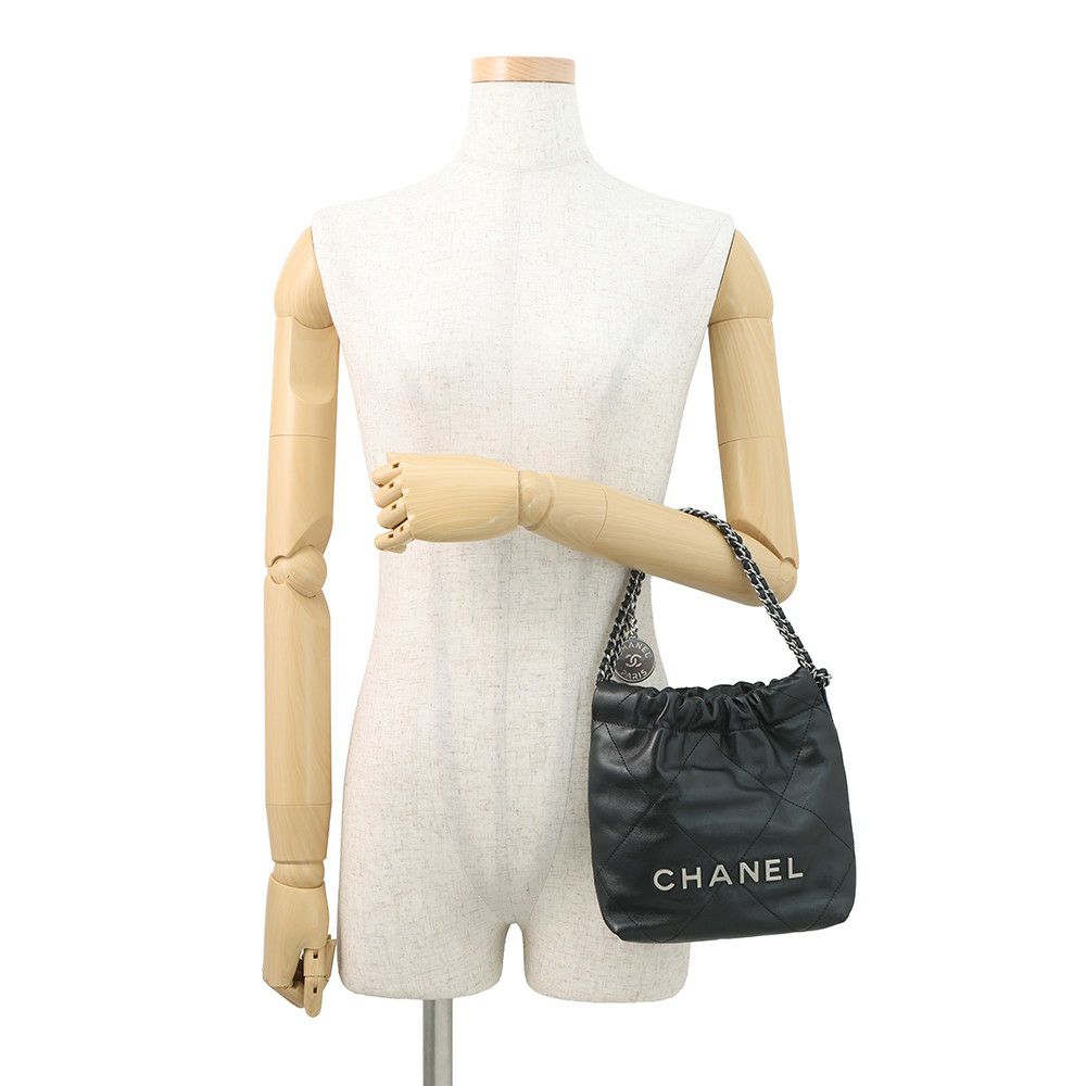 シャネル ハンドバッグ CHANEL 22 ミニ ココマーク シャイニーカーフレザー AS3980 CHANEL 2way 黒