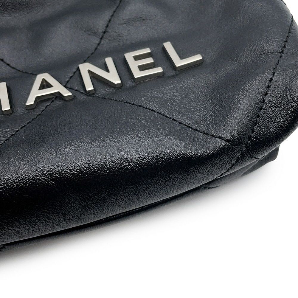 シャネル ハンドバッグ CHANEL 22 ミニ ココマーク シャイニーカーフレザー AS3980 CHANEL 2way 黒