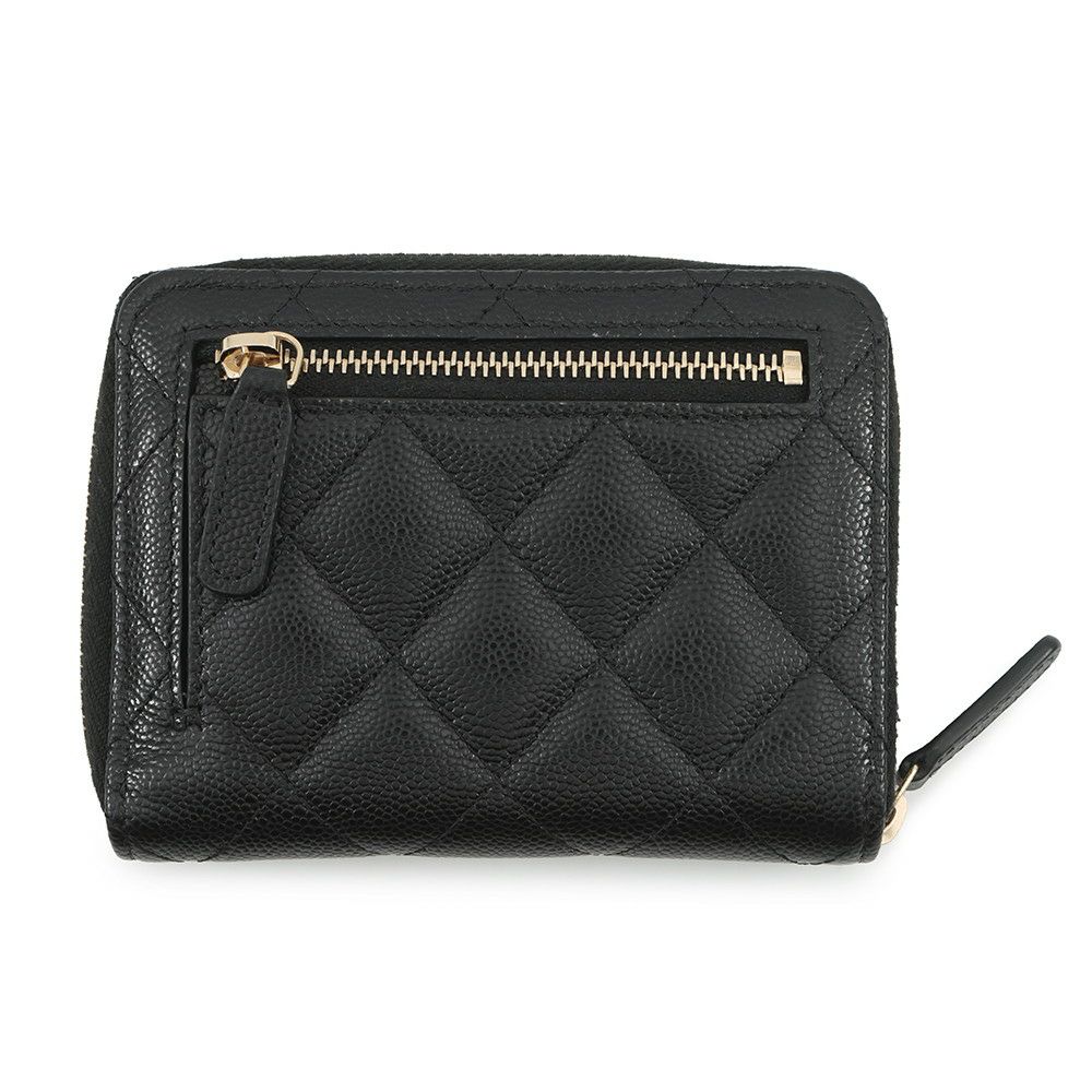 シャネル 二つ折り財布 マトラッセ スモールウォレット ココマーク キャビアスキン AP4652 CHANEL 財布 黒