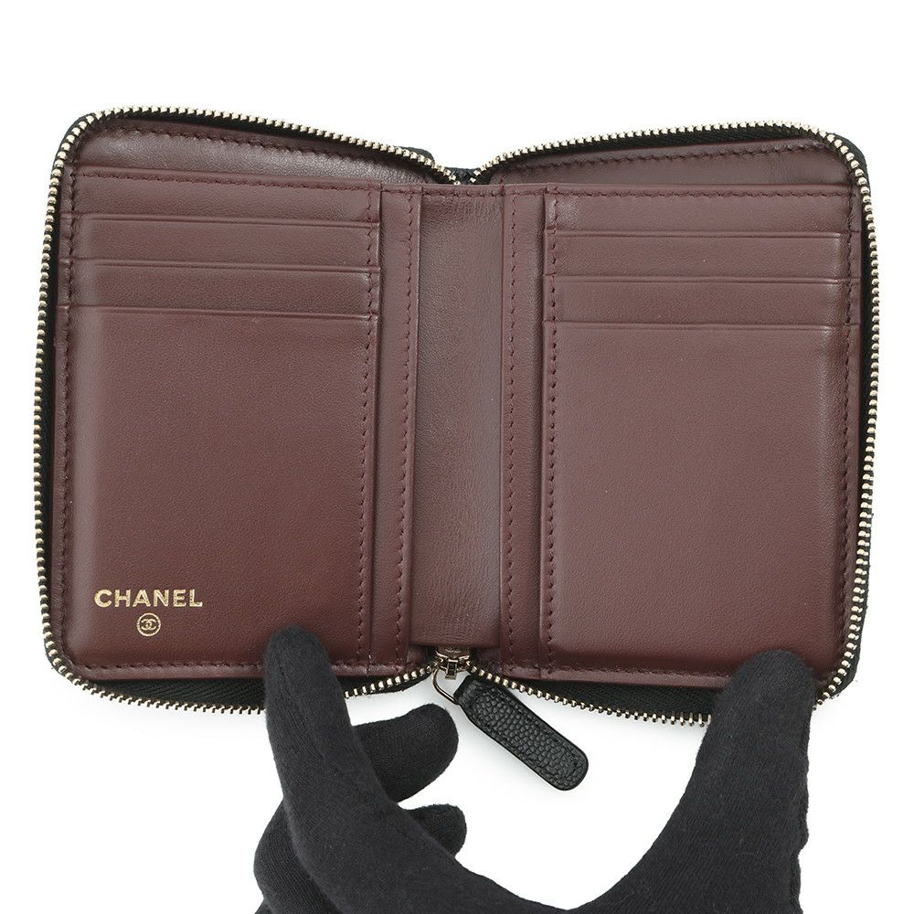 シャネル 二つ折り財布 マトラッセ スモールウォレット ココマーク キャビアスキン AP4652 CHANEL 財布 黒