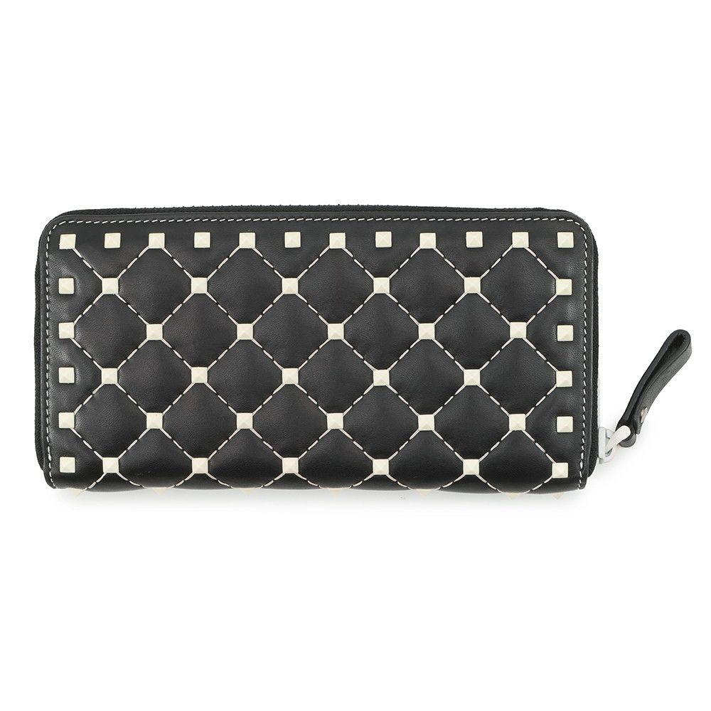 ヴァレンティノ・ガラヴァーニ 長財布 ロックスタッズ ラウンドジップ レザー VALENTINO 財布 黒