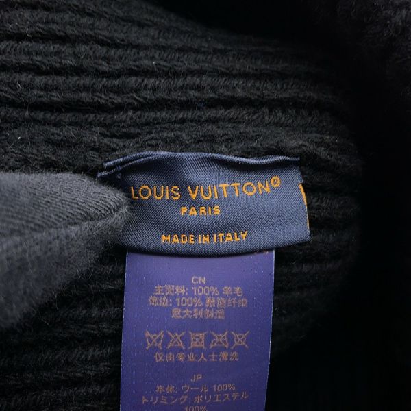 ルイヴィトン ニット帽 ビーニー・LVヘッドライン ウール100% サイズS M77872 LOUIS VUITTON 帽子 ブラック 黒