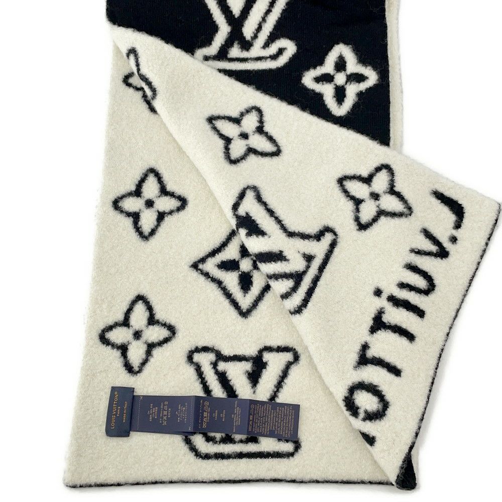 ルイヴィトン マフラー モノグラム ブラスト ニット M96963 LOUIS VUITTON  ブラック 黒 白