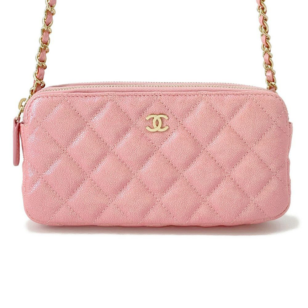 シャネル チェーンウォレット ココマーク マトラッセ キャビアスキン A82527 CHANEL ポシェット 財布