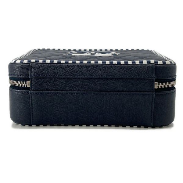 シャネル チェーンショルダーバッグ CCフィリグリー ボーダー バニティバッグ キャビアスキン A93343 CHANEL 白