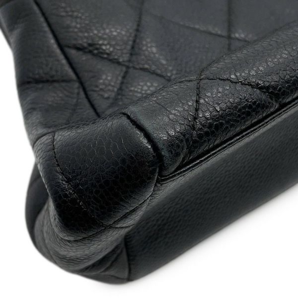 シャネル ハンドバッグ チェーンショルダー ココマーク がま口 マトラッセ ココマーク キャビアスキン CHANEL 黒