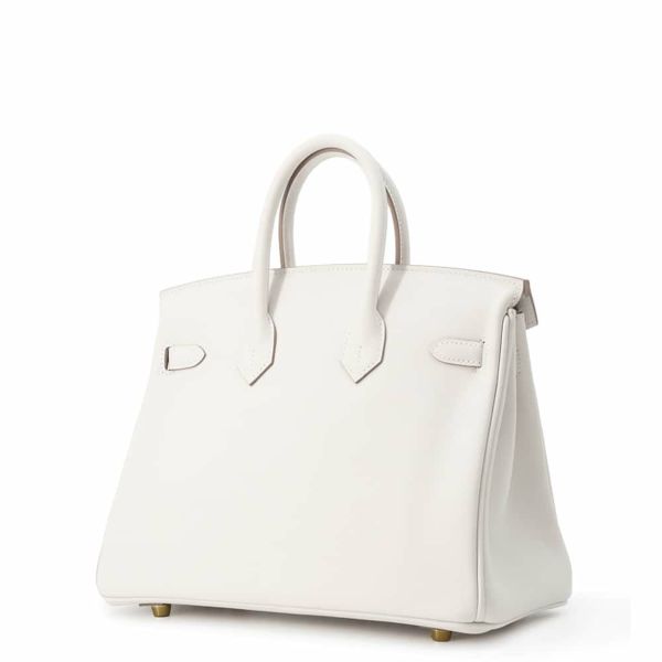 エルメス バーキン25 グリスペール/ゴールド金具 スイフト W刻印 HERMES Birkin ハンドバッグ 白