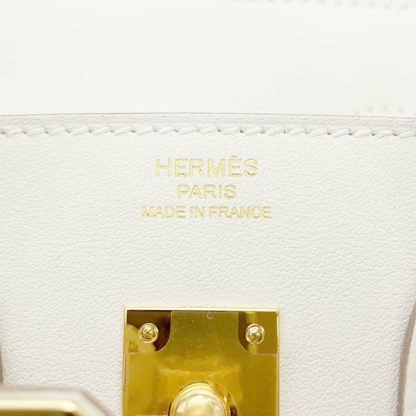 エルメス バーキン25 グリスペール/ゴールド金具 スイフト W刻印 HERMES Birkin ハンドバッグ 白