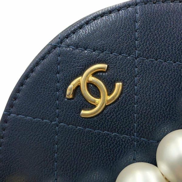 シャネル チェーンショルダーバッグ ココマーク マトラッセ ラウンド レザー フェイクパール AP0999 CHANEL