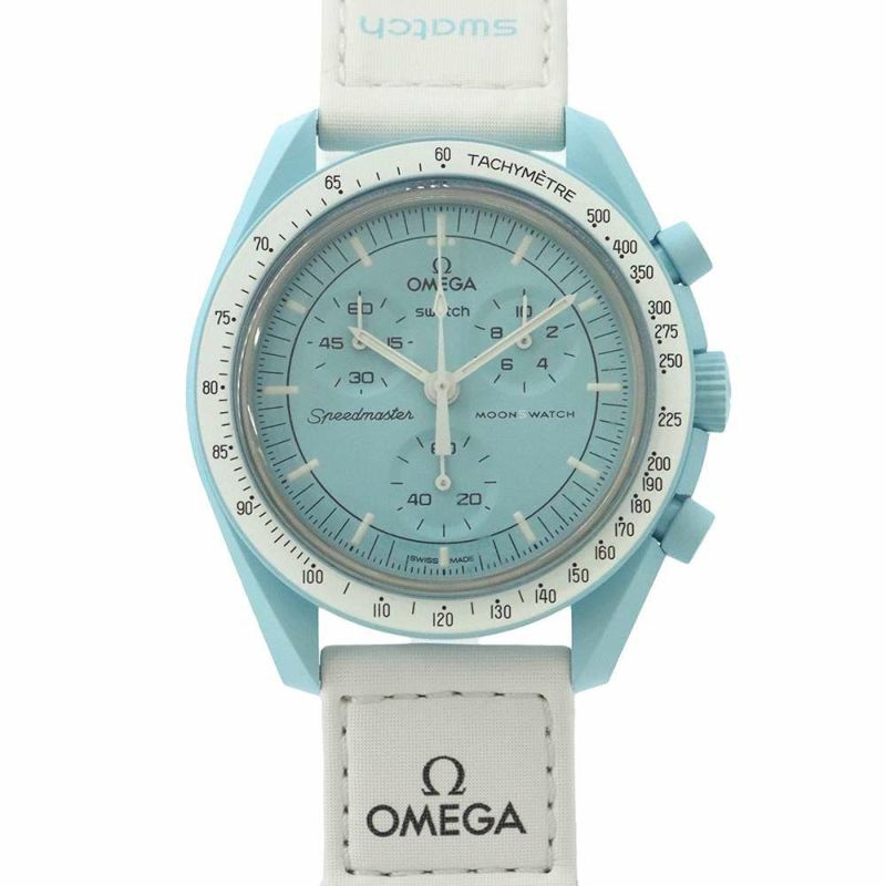 スウォッチ オメガ コラボ ミッション トゥ ウラヌス SO33L100 Swatch 腕時計 ライトブルー文字盤