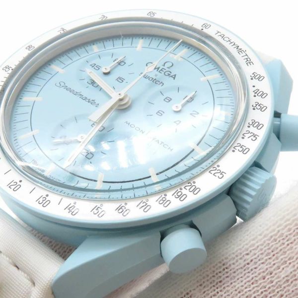 スウォッチ オメガ コラボ ミッション トゥ ウラヌス SO33L100 Swatch 腕時計 ライトブルー文字盤