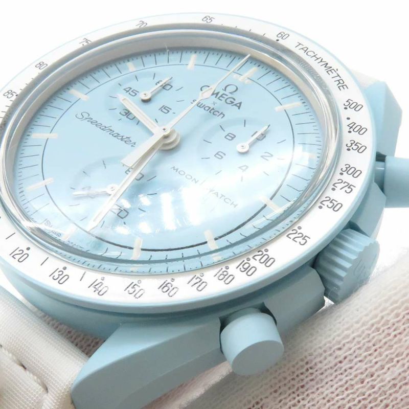 スウォッチ オメガ コラボ ミッション トゥ ウラヌス SO33L100 Swatch 腕時計 ライトブルー文字盤