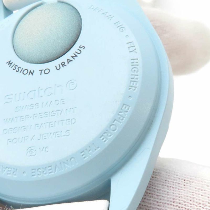 スウォッチ オメガ コラボ ミッション トゥ ウラヌス SO33L100 Swatch 腕時計 ライトブルー文字盤