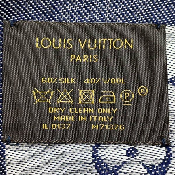 ルイヴィトン ストール ショール・モノグラム デニム M71376 LOUIS VUITTON シルク ウール ブルー