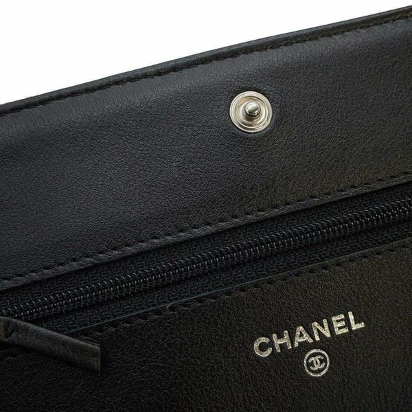 シャネル チェーンウォレット ココマーク キャビアスキン A48654 CHANEL チェーンショルダーバッグ 財布 黒