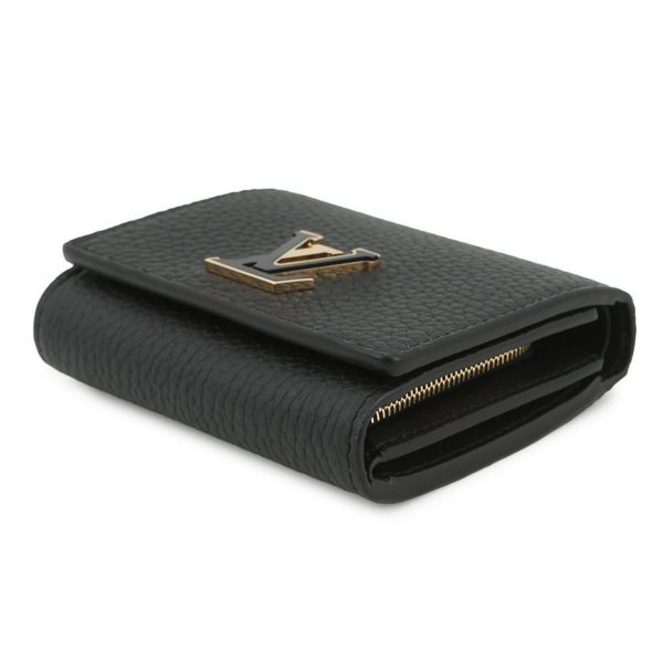 ルイヴィトン 三つ折り財布 トリヨンレザー ポルトフォイユ・カプシーヌ タイニー M12149 ブラック 黒