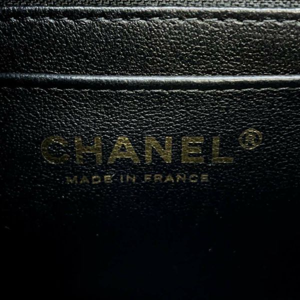 シャネル チェーンショルダーバッグ ココマーク チョコバー ミニ フラップ ラムスキン AS3744 CHANEL 黒