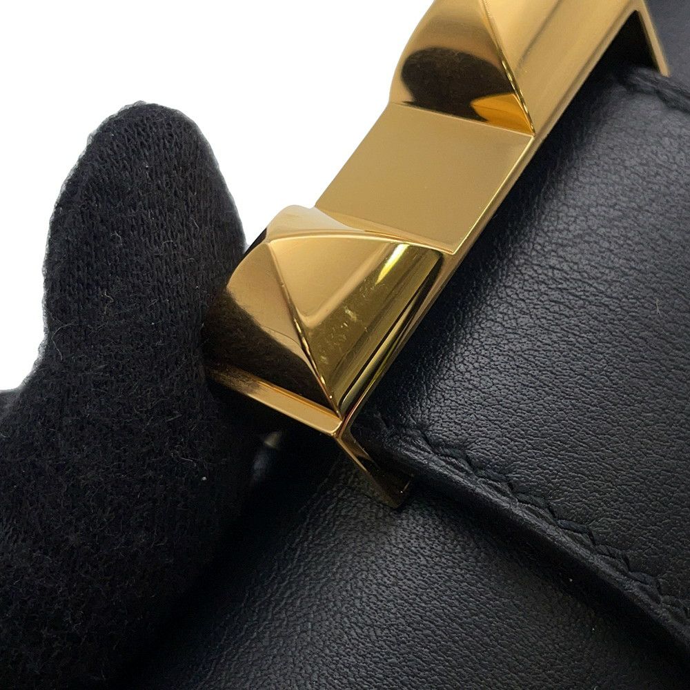 エルメス ポシェットメドール ブラック/ゴールド金具 スイフト X刻印 HERMES バッグ 黒