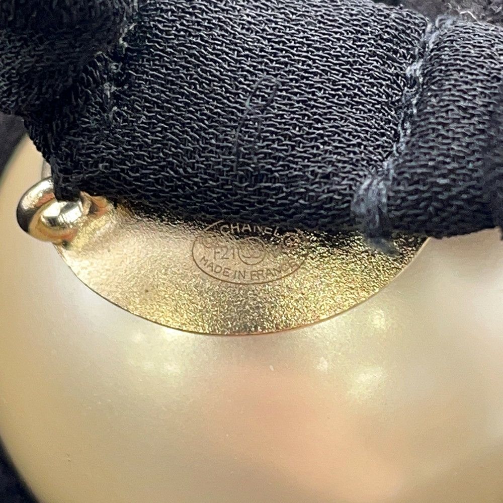 シャネル ヘアゴム ココマーク フェイクパール ロゴ シュシュ F22V CHANEL A63896 ヘアアクセサリー 黒