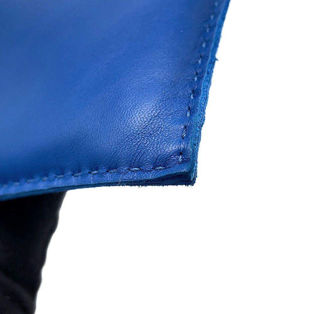 エルメス ポーチ ピロ ブルーフランス/ラッカー金具 ラムスキン B刻印 HERMES バッグ