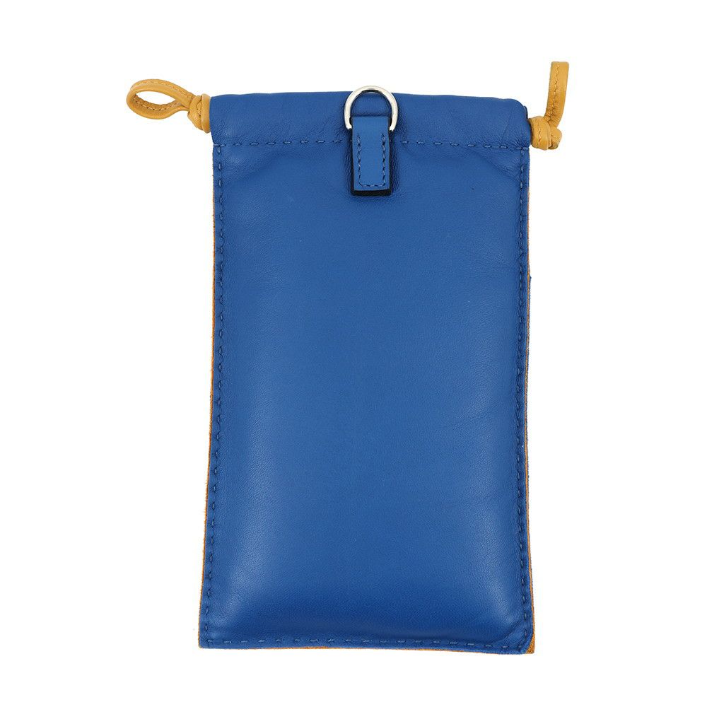 エルメス フォンケース ピロ ブルーフランス/セサミ/ラッカー金具 ラッカー金具 U刻印 HERMES ポーチ