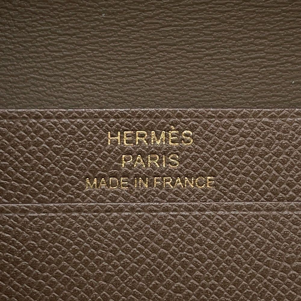 エルメス カードケース ベアン ミニ エトゥープ/ゴールド金具 ヴォーマダム K刻印 HERMES 名刺入れ