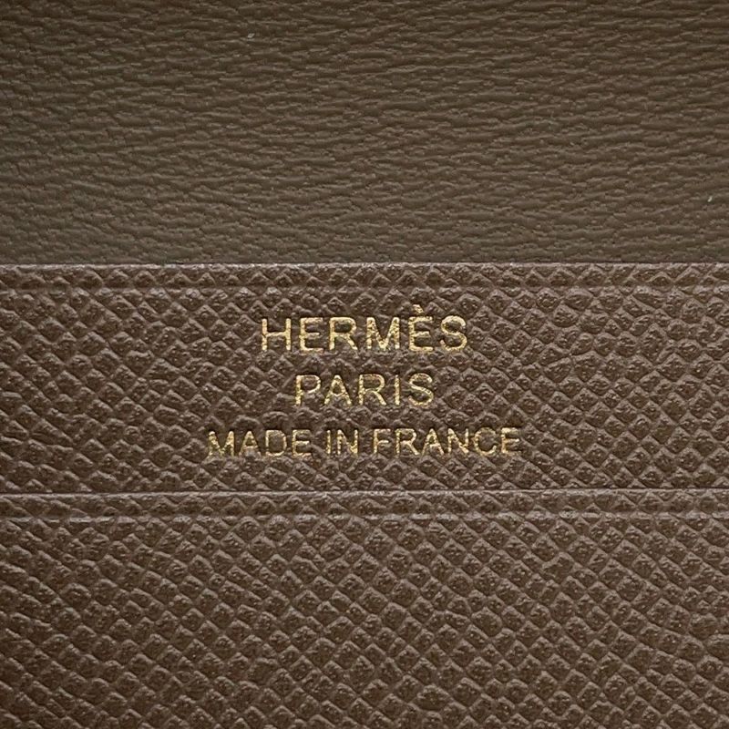 エルメス カードケース ベアン ミニ エトゥープ/ゴールド金具 ヴォーマダム K刻印 HERMES 名刺入れ