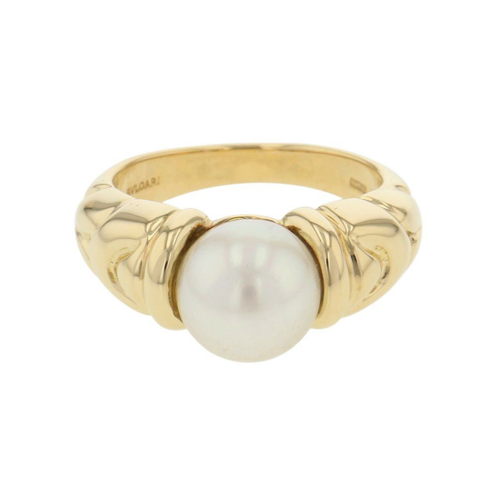 ブルガリ パッソドッピオ アコヤパール K18YGイエローゴールド サイズ約12号 真珠 BVLGARI 指輪 あこや真珠