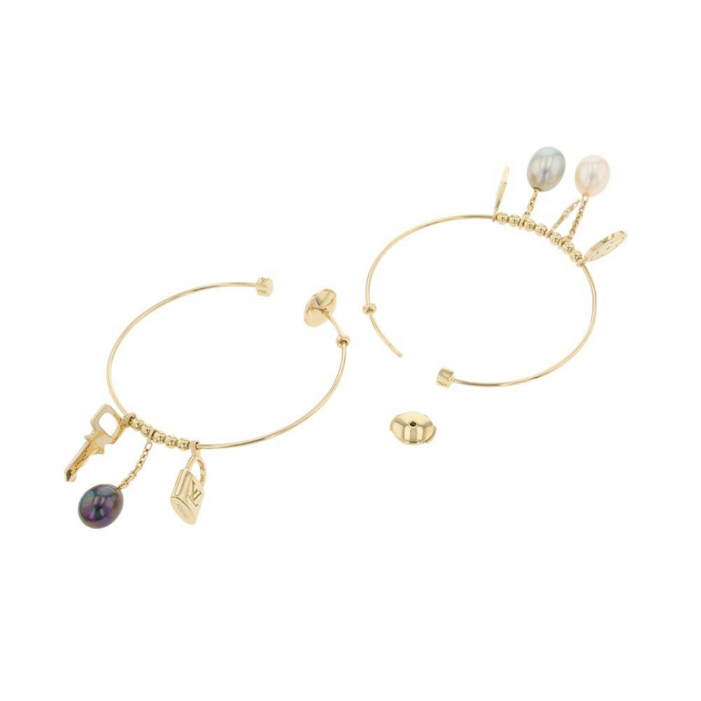 ルイヴィトン ピアス クレオール フープ 淡水パール K18YGイエローゴールド Q96000 真珠 LOUIS VUITTON